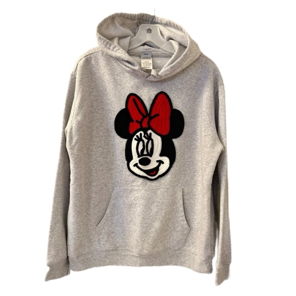 Women’s Disney Minnie Mouse Heather Gray Hoodie Sweatshirt - Size XL - EUC - Picture 1 of 4